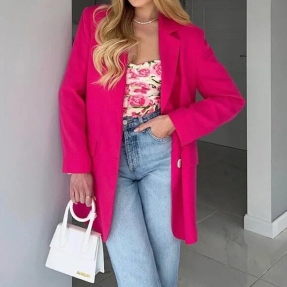 Zara  Draped Floral Strapless Bodysuit in Ivory & Pink Size Medium NWT - Picture 4 of 11